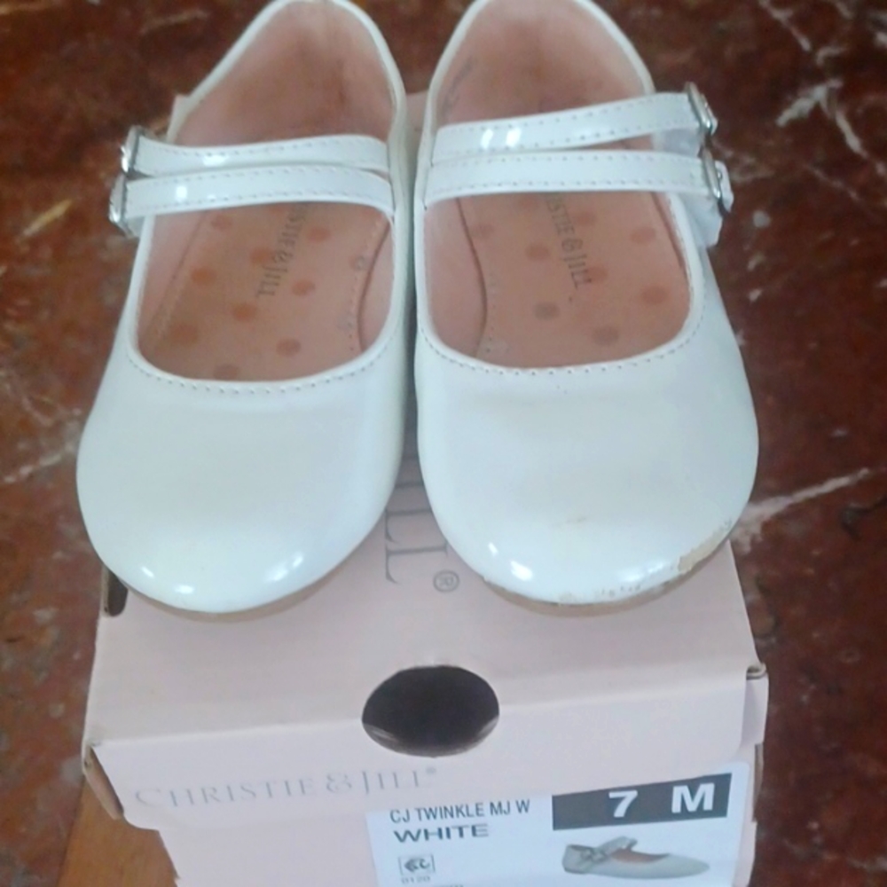 Christie & Jill White Patent Leather Shoes Toddler Girls Size 7M
